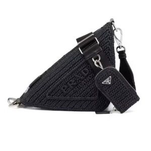 Prada Black Raffia Triangle Crochet
Shoulder Bag